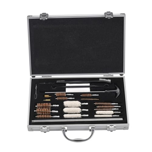 Jorzer Kit de Limpieza de Pistola (25 Piezas) Práctico Kit de Limpieza de Pistola con Estuche de Aluminio Universal Profesional portátil Liviana para la mayoría de los Kits-