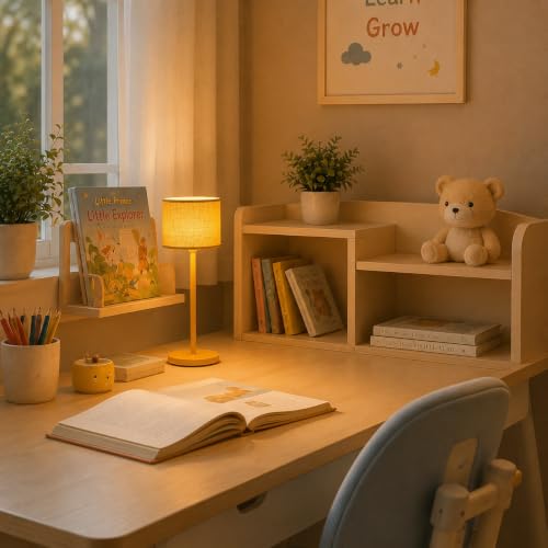Image of THE GRANDEUR Table Lamp for Bedroom, 41 cm, Yellow, Metal Base | Decorative