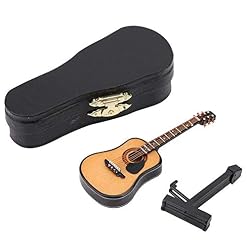 Garosa Miniature en Bois Guitare Modèle Maison De Poupée Musical Instrument Affichage avec Support de Stand et Cas… - Les Beatles, Paul McCartney, John Lennon, RIngo Starr, George Harrison