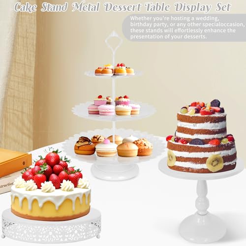 Fivenl 8 Pcs Cake Stand Metal Dessert Table Display Set, 3-Tier Cupcake Stand, Cake Display Tower and Cookie Tray Rack Serving Tray for Birthday Party, Weddings, Baby Shower - Image 5