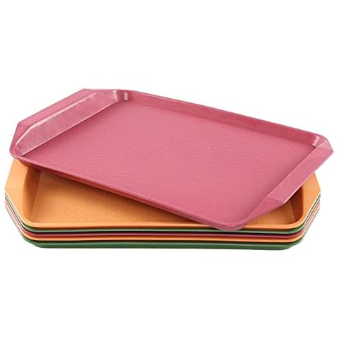 Leendines Plastic Fast Food Serving Trays, 6 Packs Colored Cafeteria Trays Cover