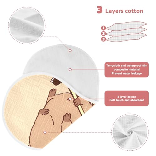 Bolaz Baby Burp Cloths 2 Pack,Capybara Mopping The Floor,Feeding Cloths Face Towel Super Absorbent Soft Cotton Burping Rags Feeding Bibs4