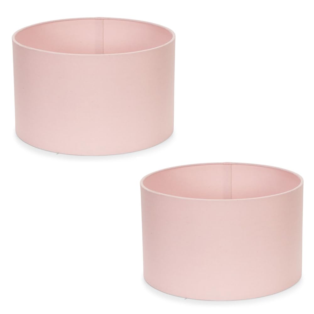 Valuelights Unisex Dusty Pink Reni Pair Of Fabric Easy Fit Drum Ceiling Lamp Shade In | Size: Small