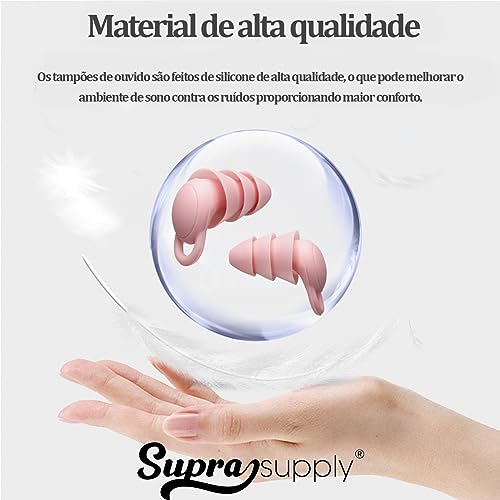 Tampão De Ouvido Abafador Ruídos Diminui Ronco Barulho Ideal para Natação Dormir Estudar (Rosa)