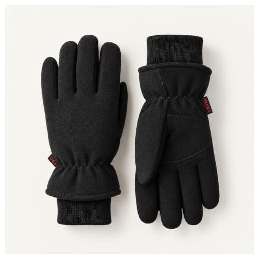 OZERO Winter Work Gloves Cold Proof Deerskin Suede Leather Thermal Polar Fleece Insulated for Driving Hiking Working Snow Skiing - Water Resistant Windproof for Men and Women Denim-Black Medium