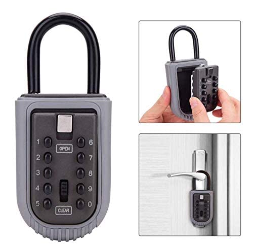 Ccyx Key Lock Box,Realtor Key Lock Box Safe Lockbox 10-Digit Push Button Combination Safe Vault - Portable Outdoor Stor A Key - Door Handle Or Fence Mount. #TOP19
