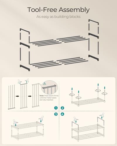 Image of SONGMICS Shoe Rack, 2-Tier Shoe Organizer, Metal Storage Shelf