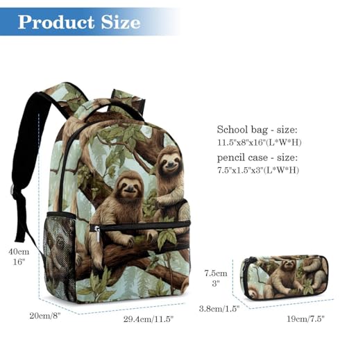 Cute Sloth ensemble de cartables multicolores idée cadeau ado - 2