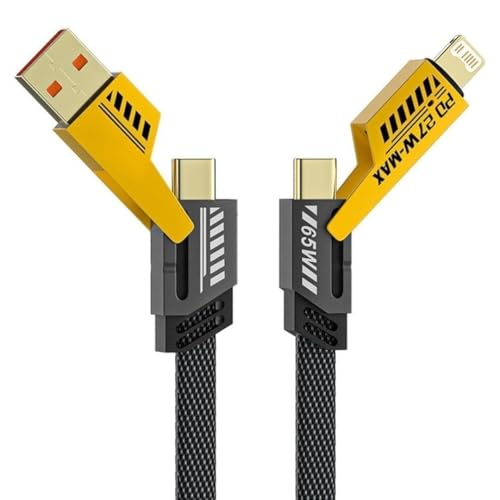 Image of Treziya Fast Charging Type C to Lightning Cable, Supports Fast Charging with Original Adapter, 180 Rotating Metal Head, 6A LED Cable for iPhone, iPad & Android Devices (USB-A to Lightning)