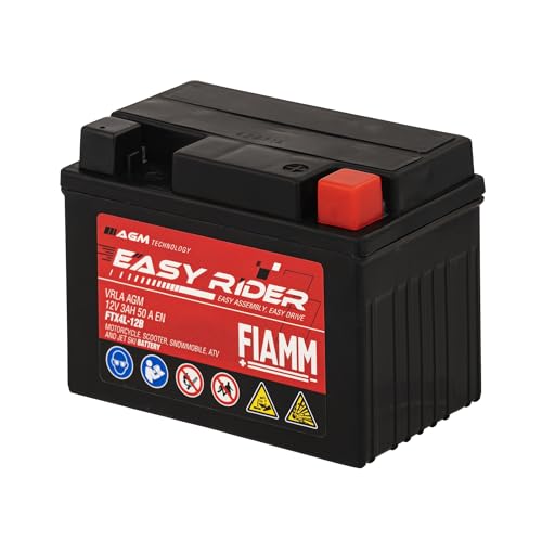 Fiamm Batteria per Moto e Scooter FTX4L-12B 3AH 50A, Batteria Easy Rider AGM Technology, Massima Potenza di Avvio,Senza Manutenzione, Già Carica, Pronta all'Uso, Adatta a Scooter, Moto, Moto d'acqua