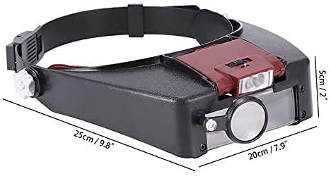 EUQKKWLOY Kopfbandlupe, Handlupe, Kopfmontierte Lupe, 10-fache Kopfbandlupe mit Helmoptik, LED-Beleuchtung, Lupenmikroskop für die Reparatur von Uhren und Schmuck