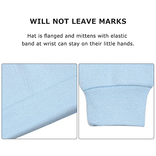 Pesaat Newborn Boys Hats Mittens 0-6 Months Cotton Baby Girls Nursery Beanie Fall Winter Infant Hat (White,Light Gray,Sky Blue) #TOP2
