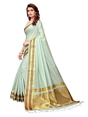 Image of AKHILAM Women's Cotton Silk Saree with Unstitched Blouse Piece (CNCX01 Parent)