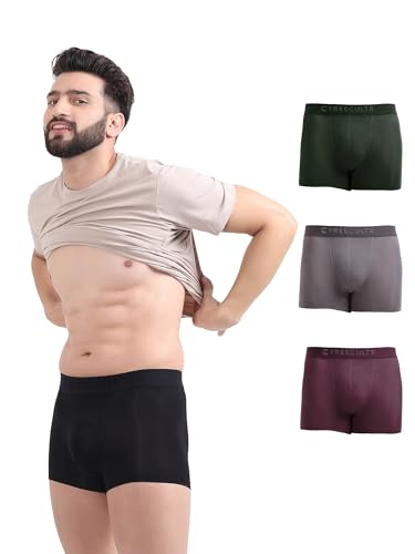 Image of Freecultr Men's Underwear Micromodal Airsoft Trunk - Anti Bacterial, No Itch, No Chafing, Sweat Proof & Ultra Soft Fabric (Pack of 4) | Mens Underwear Combo Pack of 4