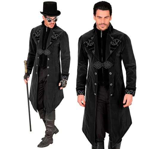 W WIDMANN MILANO Party Fashion - Abrigo gótico para hombre de terciopelo, frac steampunk, para carnaval, Halloween, cosplay