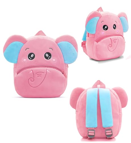 Image of Frantic Soft Cute Kids School Bag Picnic Backpack(PinkElephant)