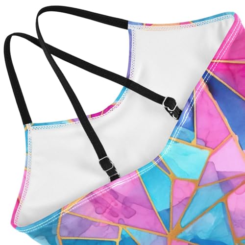 Pink Blue Diamond Girls One Piece Swimsuit Beach Swimwear 208493084