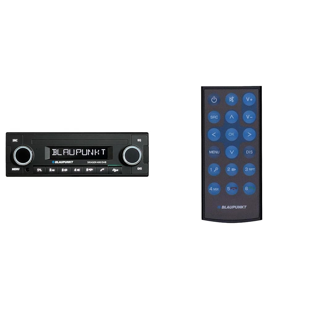 Blaupunkt Skagen 400 DAB, 1-DIN Radio, Kurze Einbautiefe, DAB, Bluetooth & IR-Remote Control Scheckkartenfernbedienung
