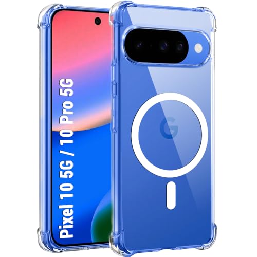 Image of TheGiftKart Shockproof Ultra-Hybrid Back Cover Case for Google Pixel 10 /10 Pro Compatible with MagSafe | 360 Degree Protection | Crystal Clear Hard Back Cover Case (PC & TPU, Transparent Bumper)