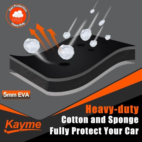 Image of Kayme Hail Protector SUV Car Cover,Anti Hail Thickened Multi-Layered EVA Car Cover Waterproof All Weather with Wind Straps, Outdoor Hail Protection Cover, Fit SUV Jeep-Length(208 to 211 Inch)