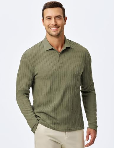 Image of JMIERR Mens Casual Polo Shirt Summer Short Sleeve Vacation Button Beach Knit Stretchy Golf Shirts