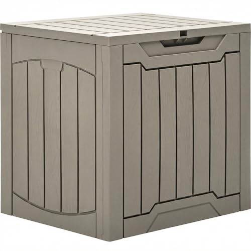YITAHOME 31 Gallon Outdoor Storage Box, Resin Deck Box and Waterproof Package Delivery Box for Gardening Tools, Pool Supplies, Patio Furniture, Lockable, Taupe