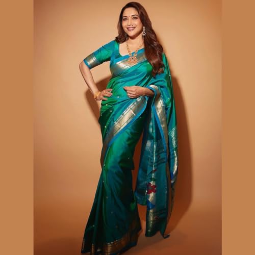 Image of SGF11 Women's Kanjivaram Paithani Silk Saree With Unstitched Blouse Piece