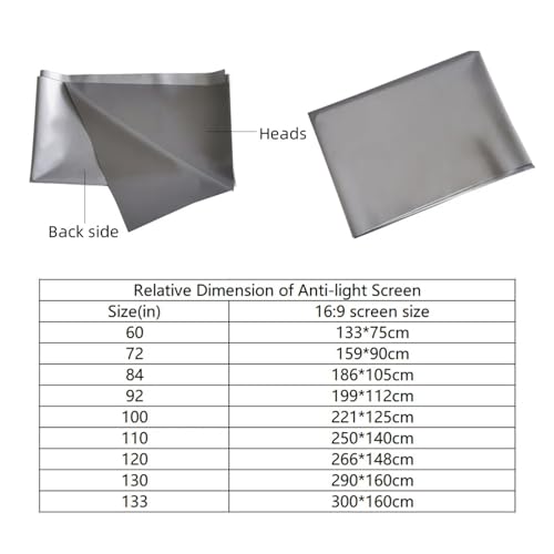 Pantalla de proyector de 84 pulgadas metal gris antiluz 16:9 6