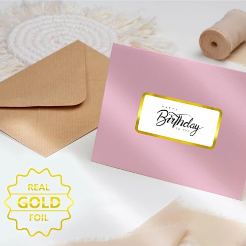 Image of True-Ally 400 PCS Gold Metallic Name Labels, Blank Name Tag Stickers with Permanent Adhesive Writable Stickers with Metallic Gold Border for School Office Home (400)