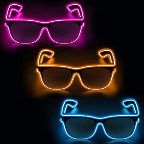 Lunettes lumineuses LED lot de 3 paires phosphorescentes pour soirée rave et festival EDM