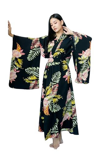 Image of Na'Rak Women's Kimono Robe, Full-Wrap Yukata Style Long Soft Loungewear Luxury Dressing Gown