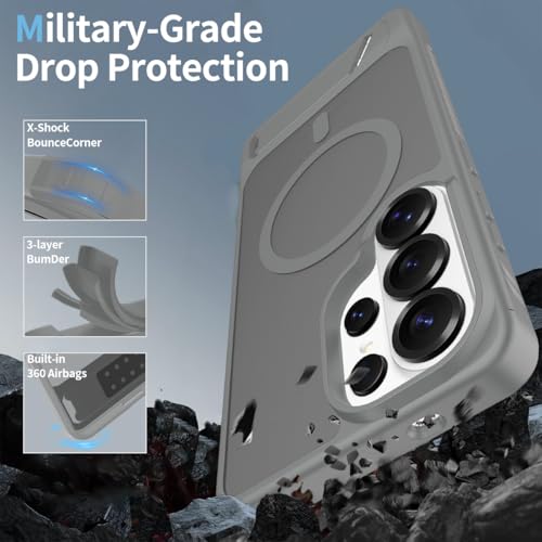 Image of MagPro L Case with Stand for Samsung Galaxy S26 Ultra | Strong Magnetic Compatible Cover, Hybrid Hard PC Back, Soft TPU Bumper, Shockproof Armor, Scratch Resistant | Translucent Matte Grey