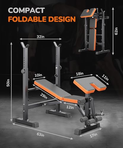 Image of Multi-Function All in 1 Weight Bench Set - Multi-Positions Heavy Duty Weight Lifting Sit Up Bench Workout Benchs Folding Bench Press for Home Gym