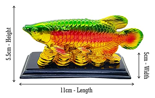 Image of Fengshui Exclusive Medium Size Polyresin Multicolor Arowana Fish Showpiece for Office Decor, Home Decoration (AF-2562)