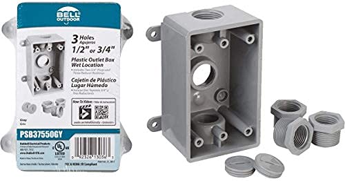 Image of Bell PSB37550GY Single-Gang Weatherproof Three 1 /2 inch. or 3 /4 inch. Threaded Outlets, 2 in, Gray (Pack of 2)