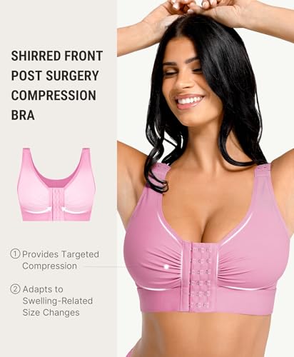 Image of FeelinGirl Post Surgery Compression Bra for Women's Front Closure Bra with Adjustable Straps Wirefree