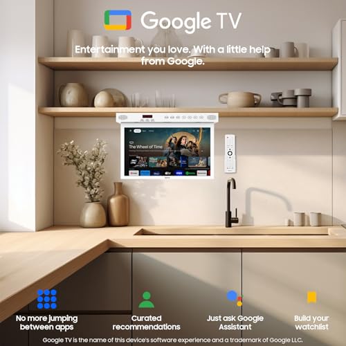 SYLVOX Küchenfernseher, 15,6 Zoll (39,6 cm), kleiner Smart-TV für die Küche, 1080P, Unterschrank-TV, kompatibel mit Google, gedreht und gefaltet, unterstützt DC/AC-Netzteil, kleiner Fernseher für – Bild 7