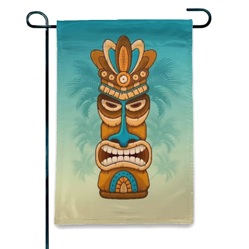 Garden Flag Tiki Tribal Wooden Mask Hawaiian Traditional Elements-12X18In For New Homeowners Avid Gardeners Outdoors Enthusiasts Patio Porch Veranda Lawn Garden Backyard Sublimation Garden Flags Mxq #TOP21