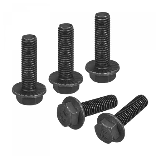 uxcell M10-1.5x35mm Hex Serrated Flange Bolts 10.9 Grade Carbon Steel Screws 5pcs