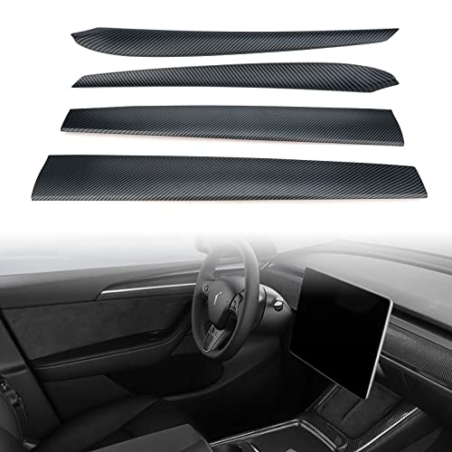 Geataat Dashboard Cover Wrap & Inner Front Door Trim Panel Armrest Cover Compatible With 2020 2021 2022 2023 Tesla Model 3 Model Y (Matte Carbon Fiber Pattern) #TOP23