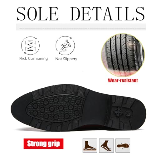 Men's Patent Leather Closed Toe Sandals with Adjust Buckle Strap Anti-Slip Breathable Pointed Toe Block Heel Slingback Dress Sandals for Business Office Walking Driving Shoes4