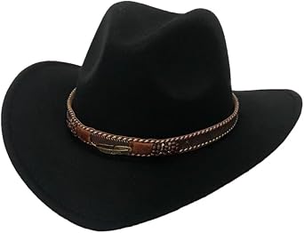 Unisex Travel-Ready Cowboy Hat - Faux Leather Trim & Sun-Blocking Brim For Western Fashion