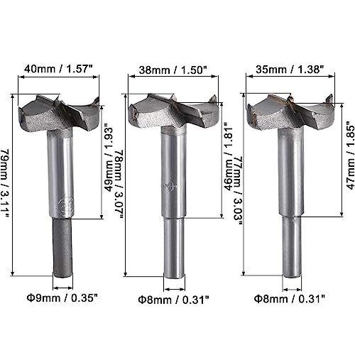 MACHSWON 3 PCS Forstner Drill Bits Tungsten Carbide Wood Hole Saw Opener Drill Bit 35mm+38mm+40mm Woodworking Drilling Boring Bit Cutter - Image 3
