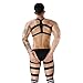 BaronHong Sexy Harness Jockstrap for Men Half Body Chest Wrestling Singlet Low Waist Bondage 3-Pack 1 Set(black,M)