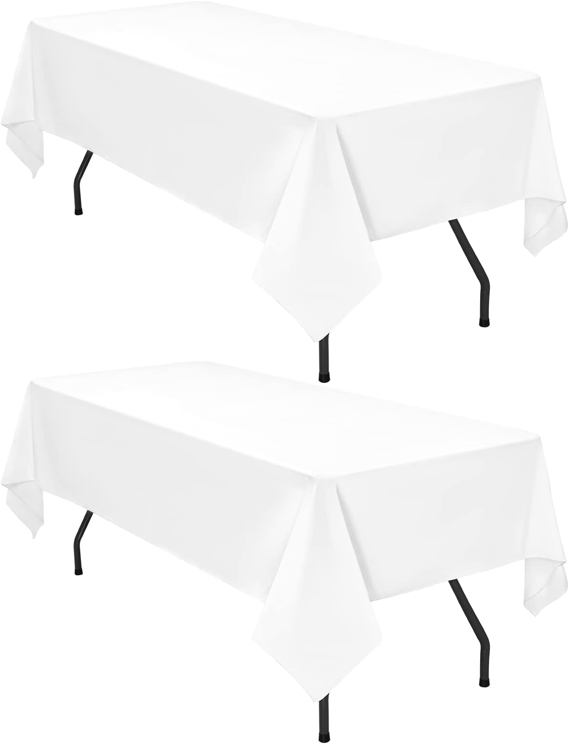 Pesonlook 2Pack White Polyester Tablecloths 60x126inch for 8ft Rectangle Tables Polyester Table Cover Stain and Wrinkle Resistant Washable Table Cloth for Wedding Reception Banquet Party