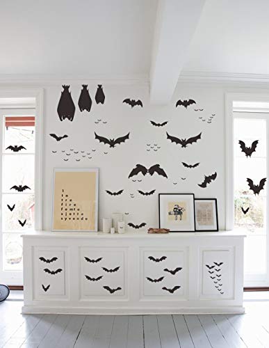 Mozamy Creative Halloween Bats Wall Decals Halloween Décor Black Bats Decals Halloween Decorations #TOP2