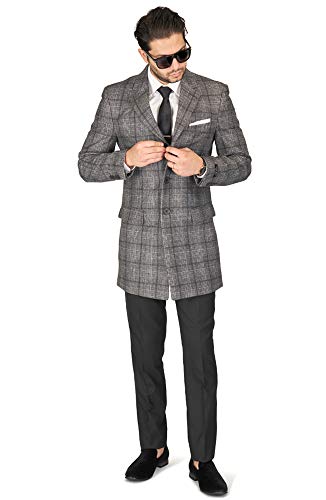 AZAR MAN Slim Fit Wool Overcoat 3 Button Closure Classic Notched Lapel Top Trench Long Walker Pea Coat Single Breast4