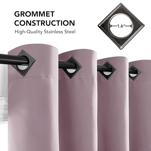 Image of Deconovo Thermal Insulated Window Treatments Blackout Curtains Grommet Top Curtains for Kids Room 52W x 84L Inch Lavender 2 Panels