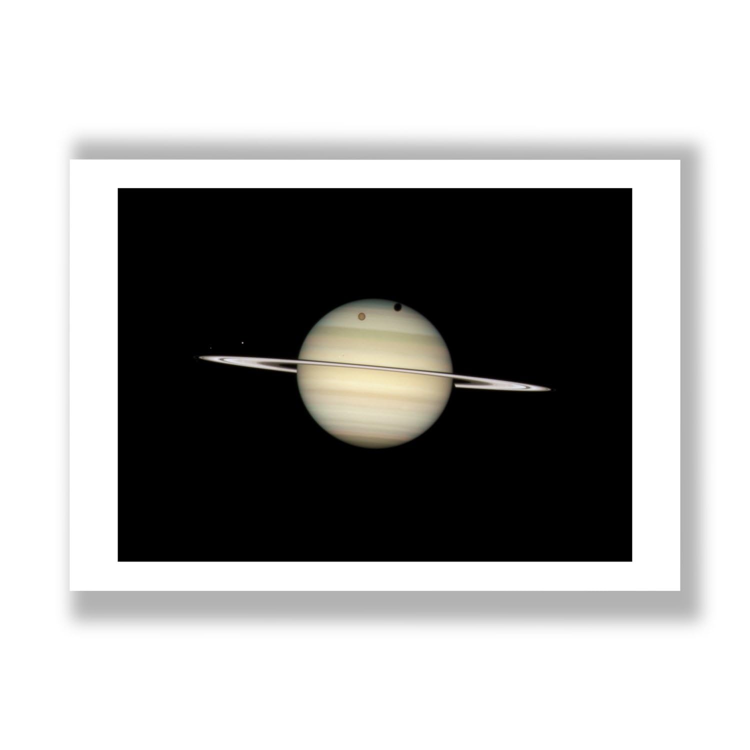 Impression d'art mate haut de gamme Télescope Hubble Saturne quadruple transit