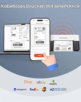 MUNBYN Bluetooth Etikettendrucker 4x6 Thermodrucker Schwarz, 403B – Ansicht 3